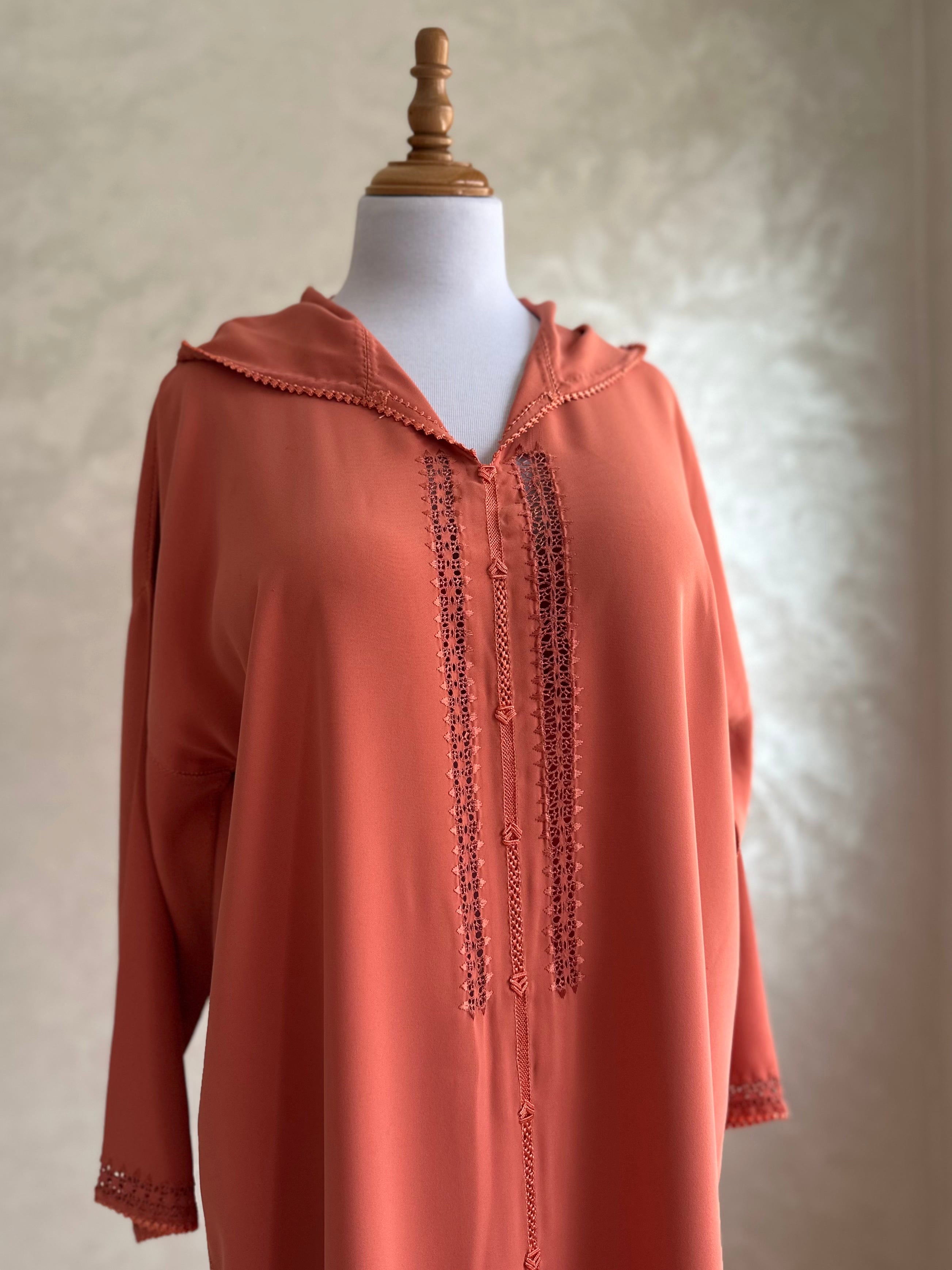 Jellaba Orange Tarz Messloul