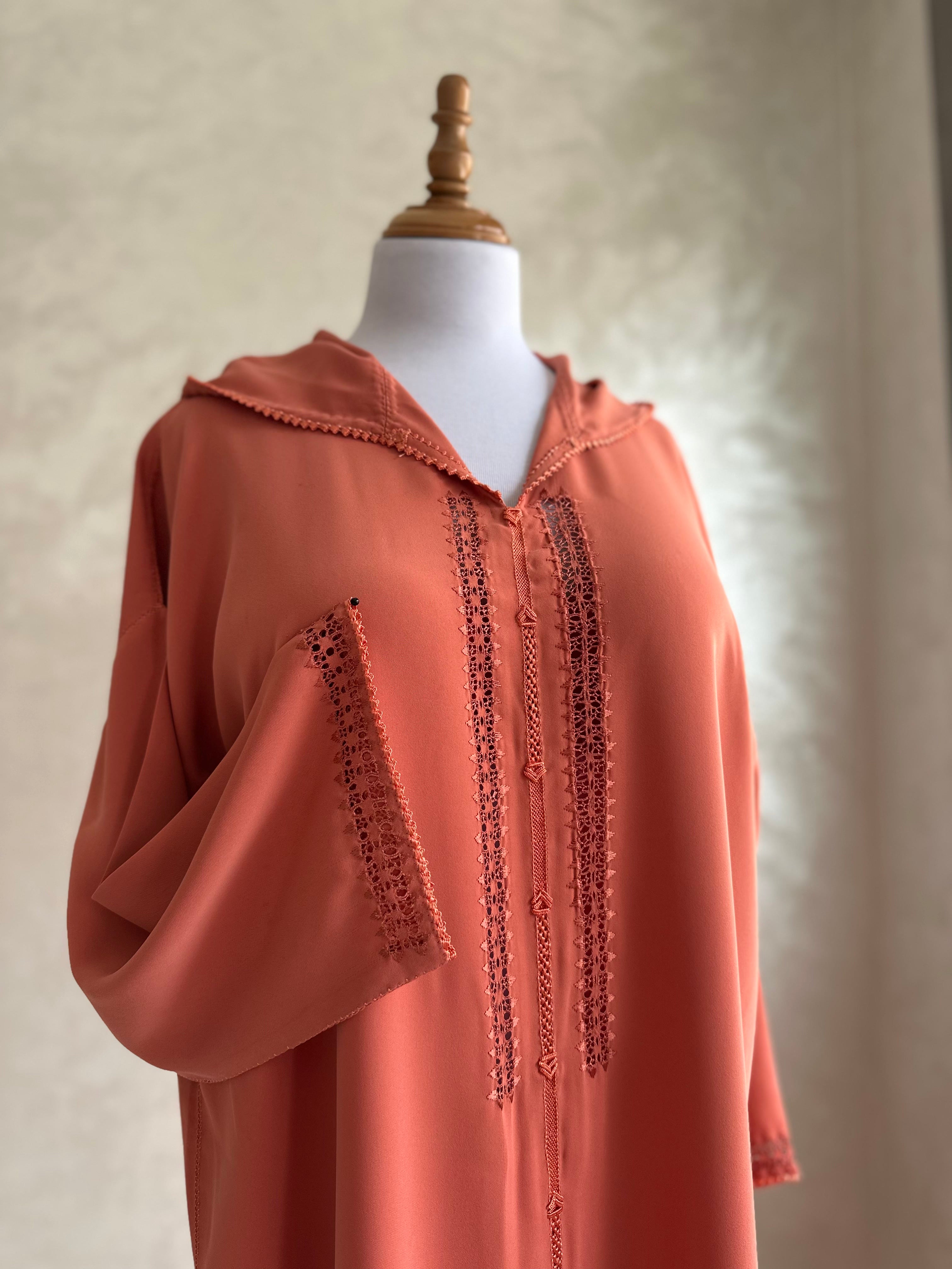 Jellaba Orange Tarz Messloul