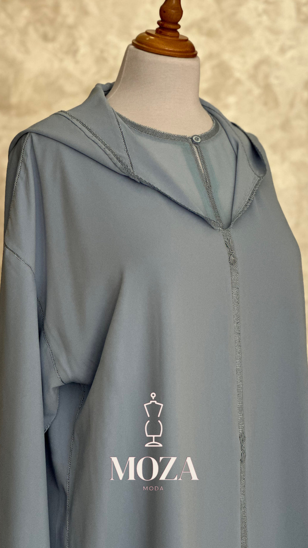 Jellaba Bleu Randa Hssira brides 2 pièces